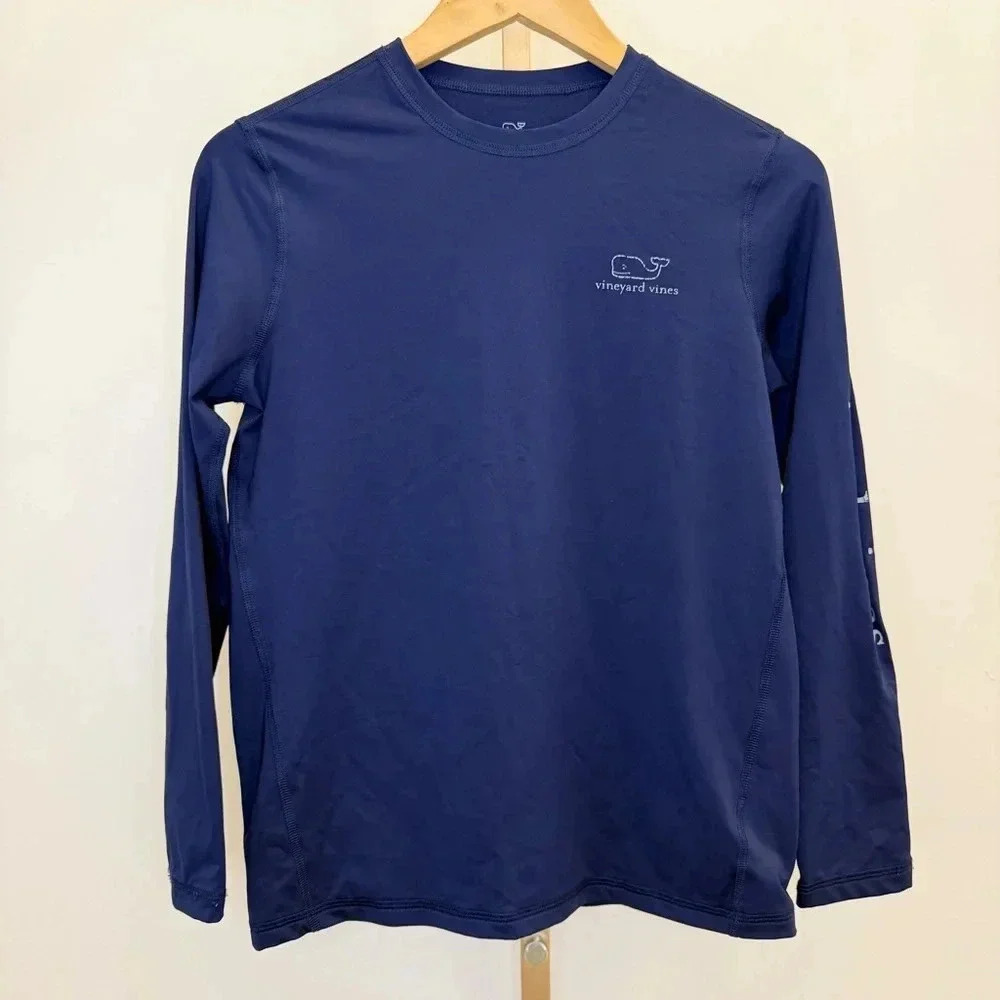 Vineyard Vines Kids Long Sleeve Performance Long-Sleeved Shirt Blue Size 12-14
